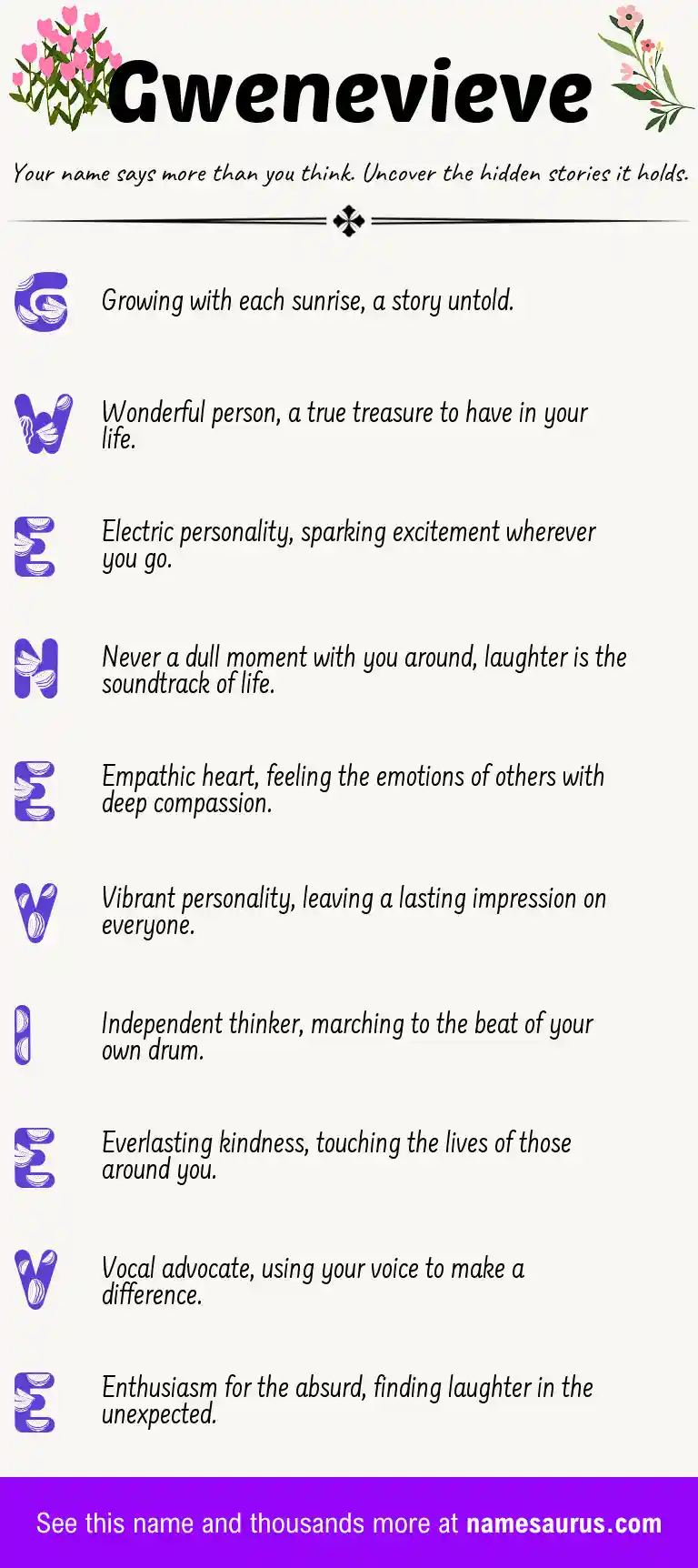 Acrostic poem about Gwenevieve.