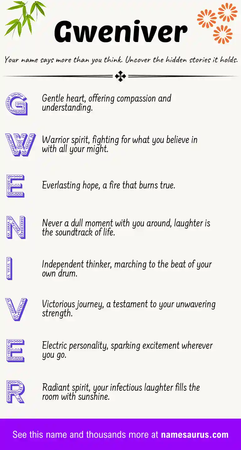 Acrostic poem about Gweniver.