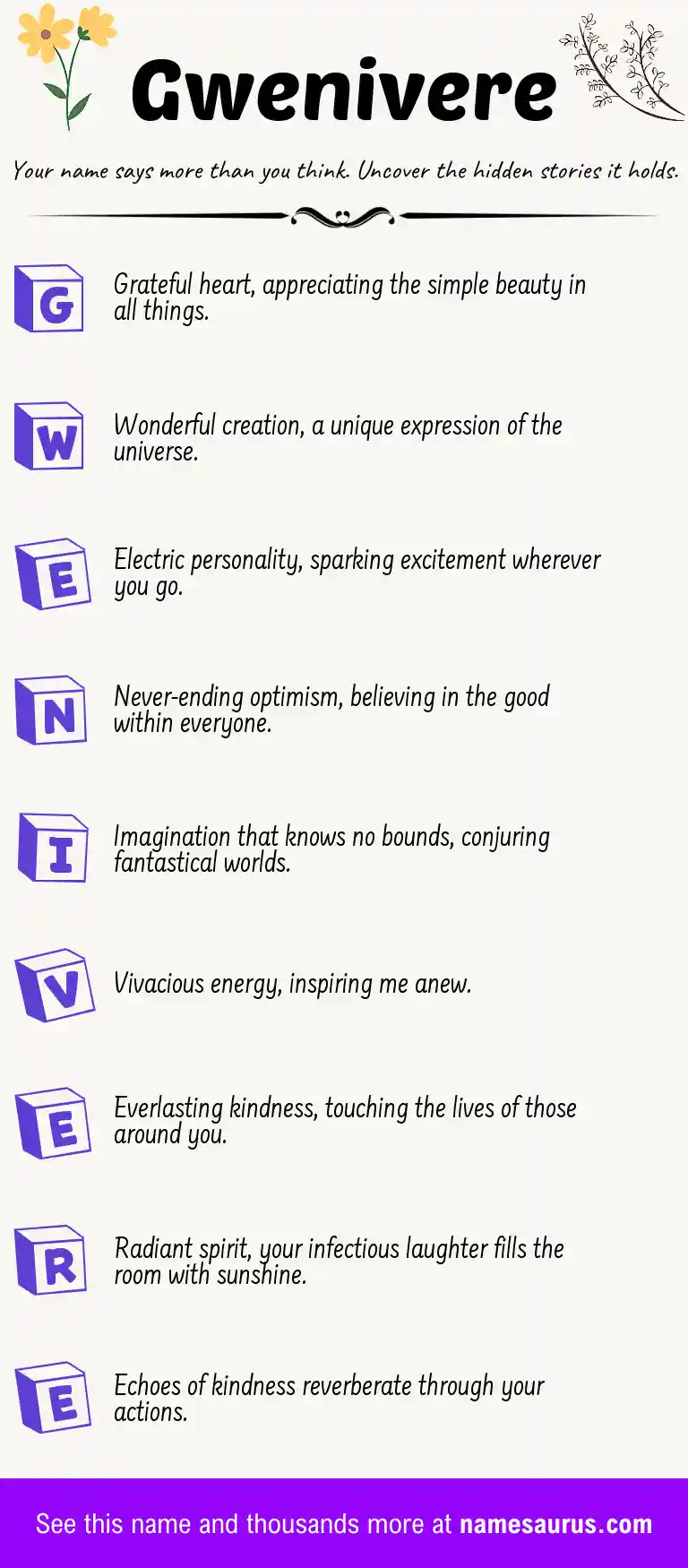 Acrostic poem about Gwenivere.