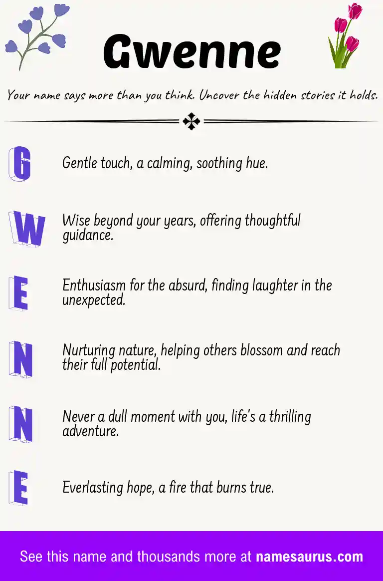 Acrostic poem about Gwenne.