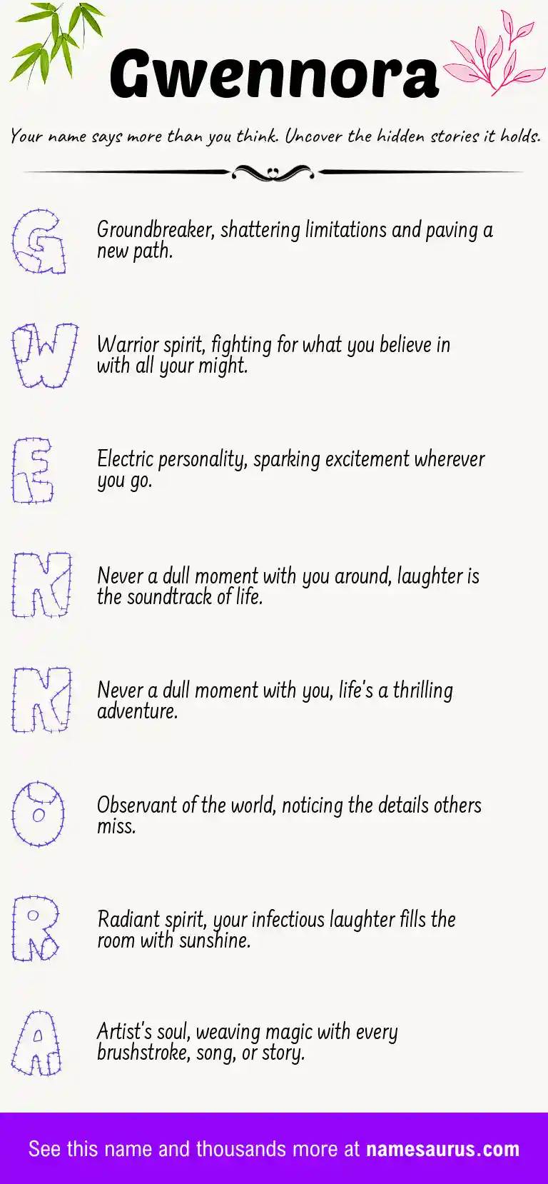 Acrostic poem about Gwennora.