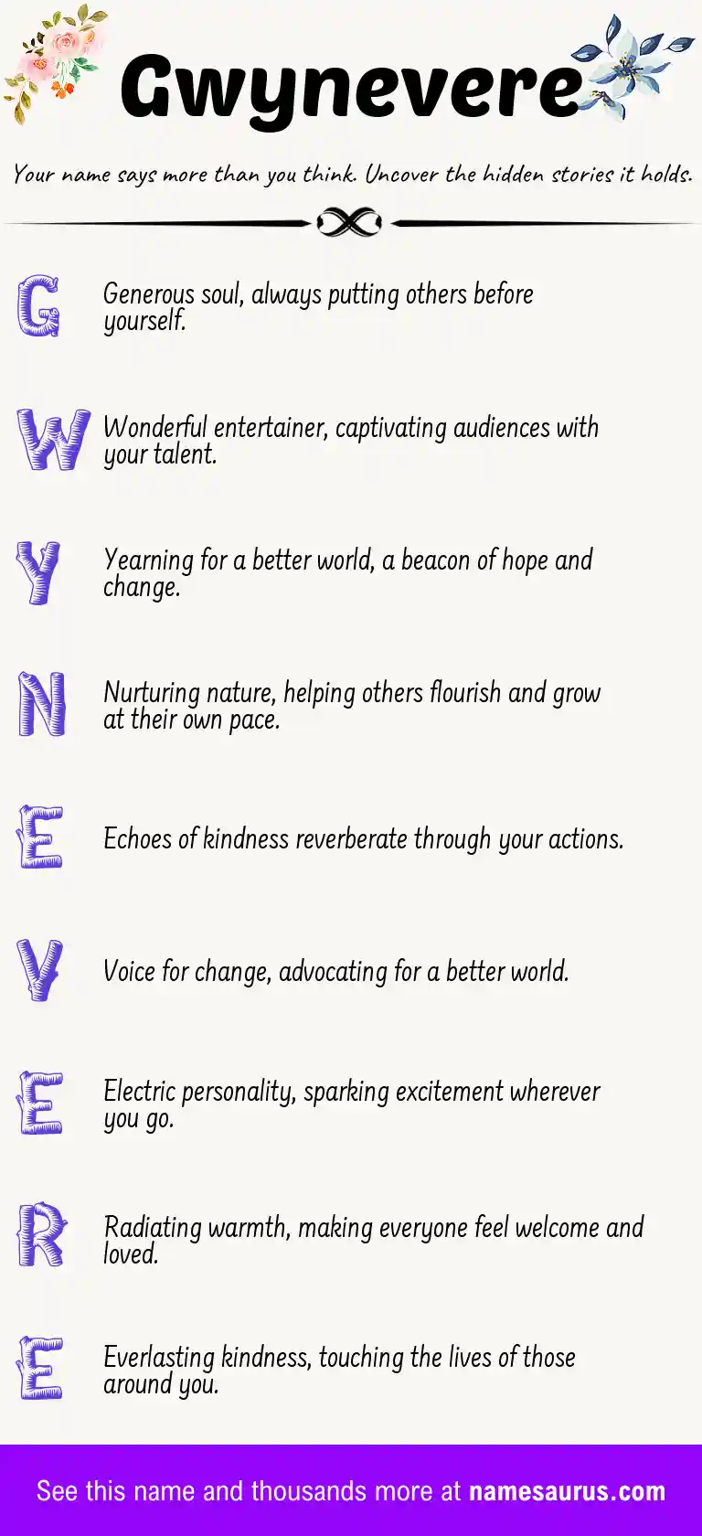 Acrostic poem about Gwynevere.