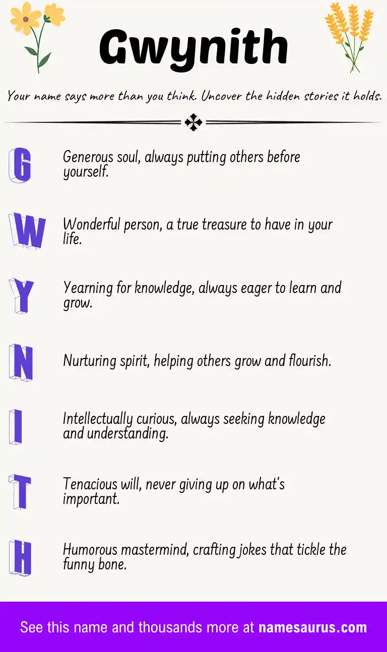 Acrostic poem about Gwynith.