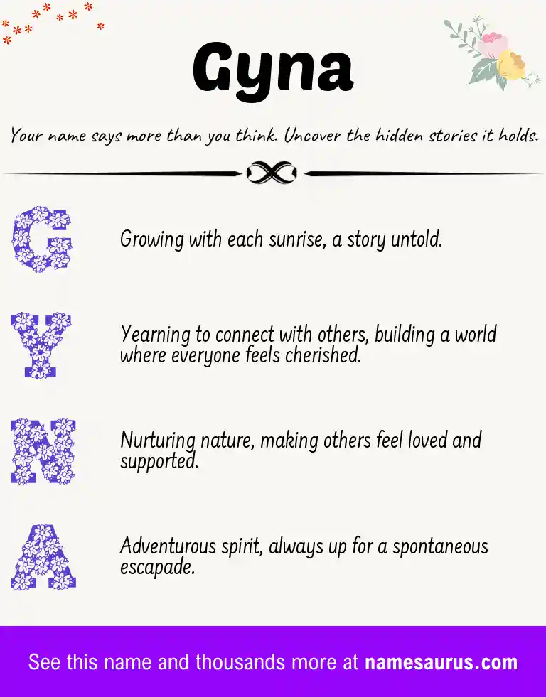 Acrostic poem about Gyna.
