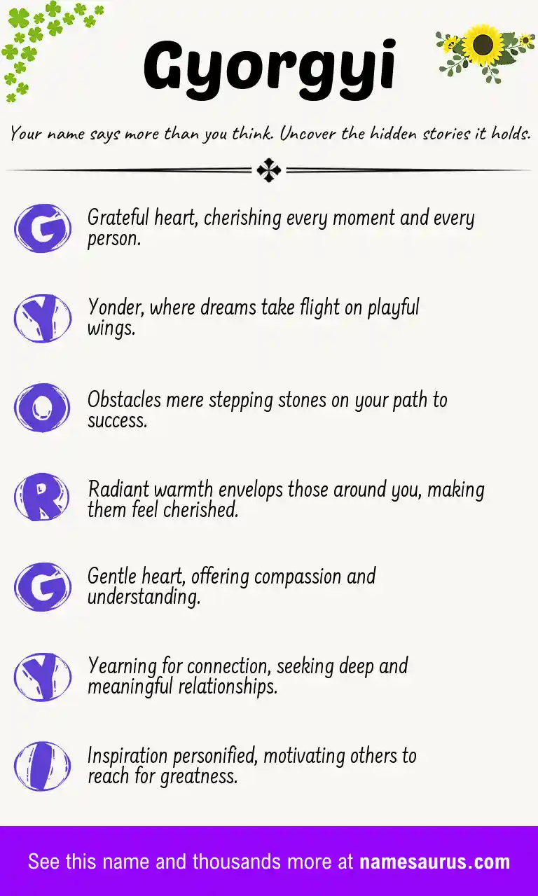 Acrostic poem about Gyorgyi.
