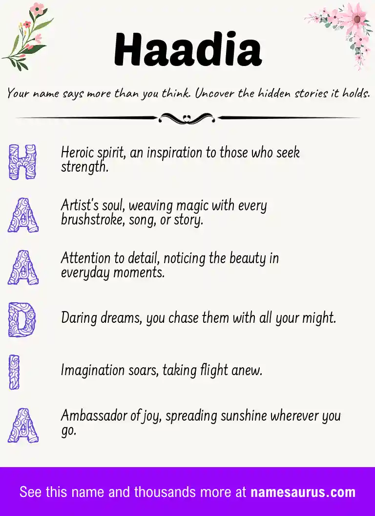 Acrostic poem about Haadia.
