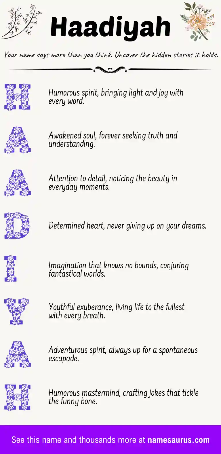 Acrostic poem about Haadiyah.