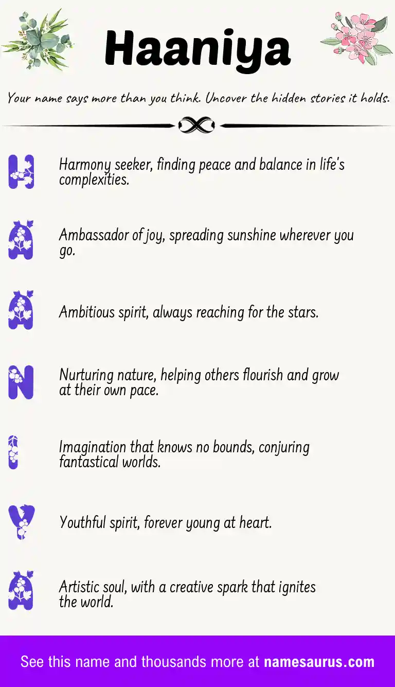 Acrostic poem about Haaniya.