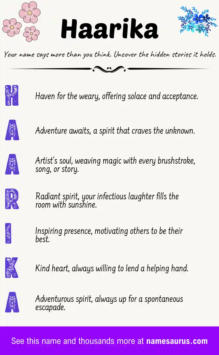 Acrostic poem about Haarika.