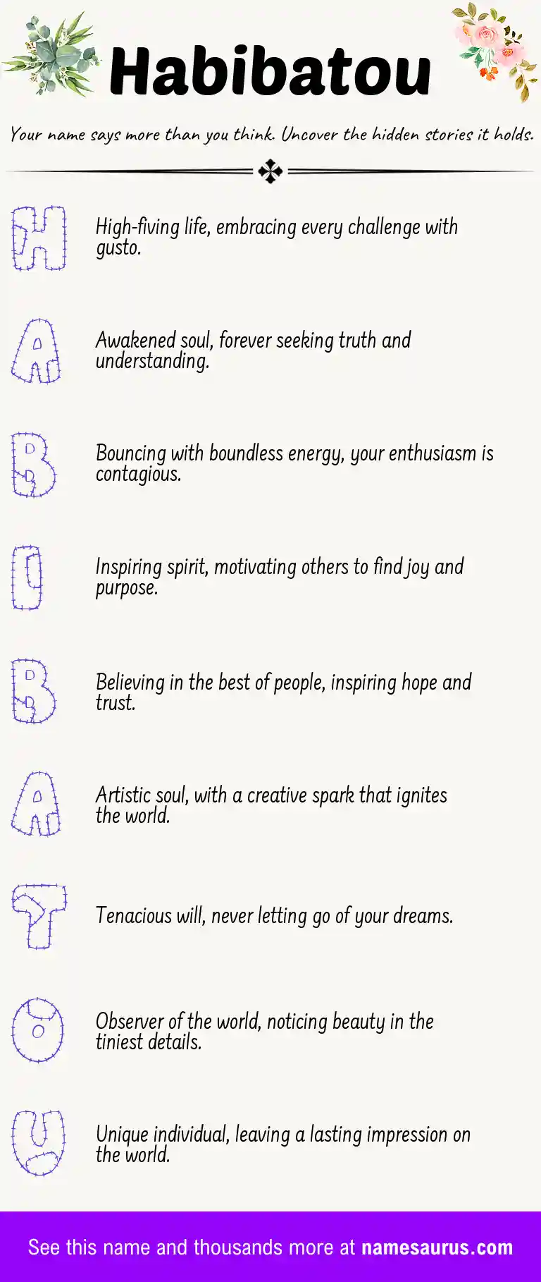 Acrostic poem about Habibatou.