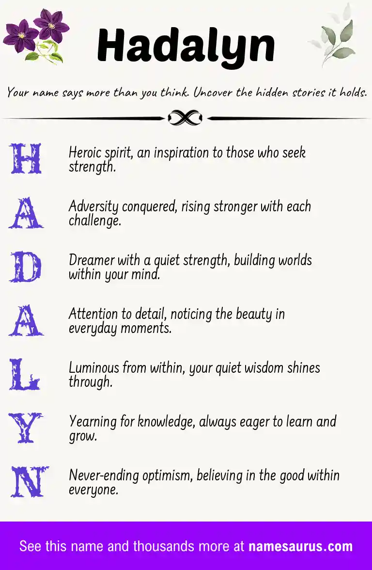 Acrostic poem about Hadalyn.
