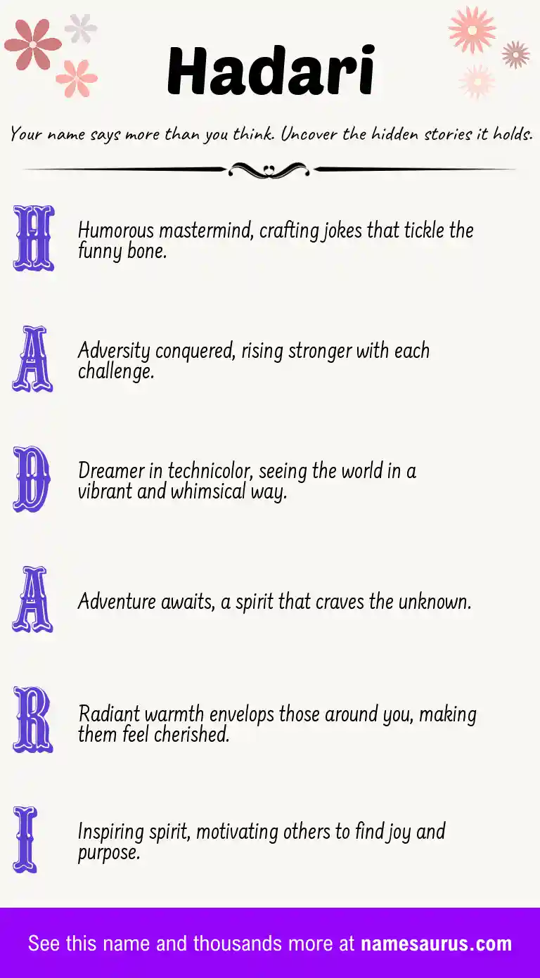 Acrostic poem about Hadari.