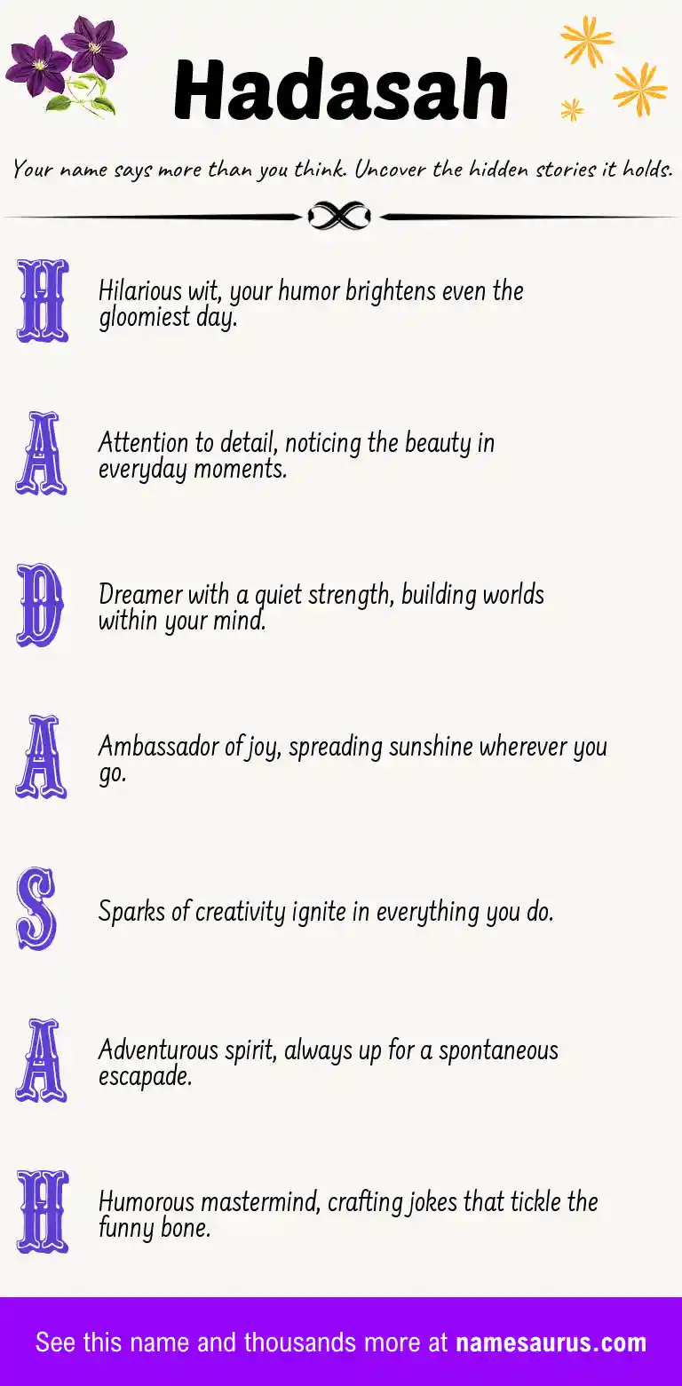 Acrostic poem about Hadasah.