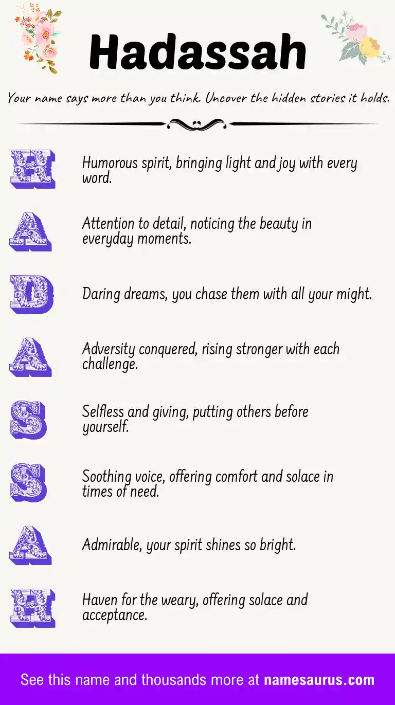 Acrostic poem about Hadassah.