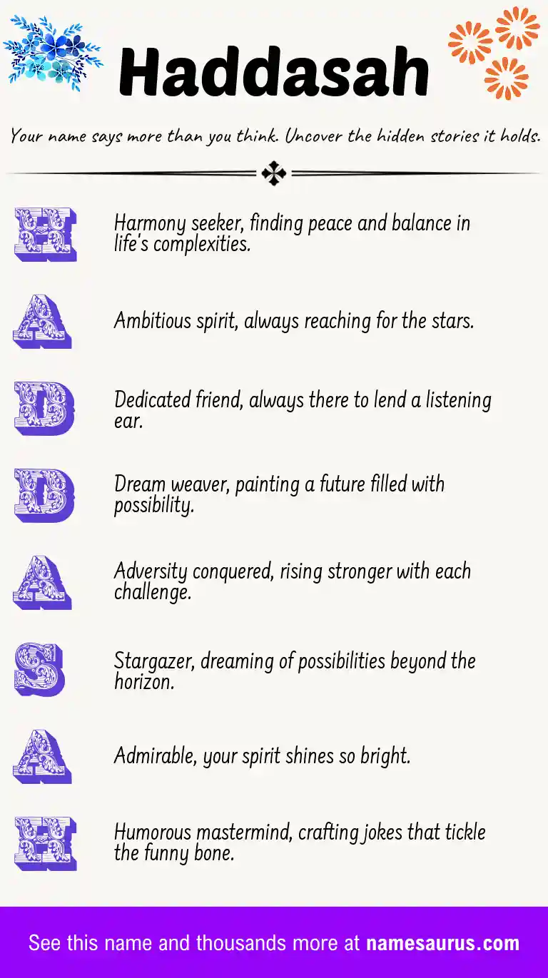 Acrostic poem about Haddasah.