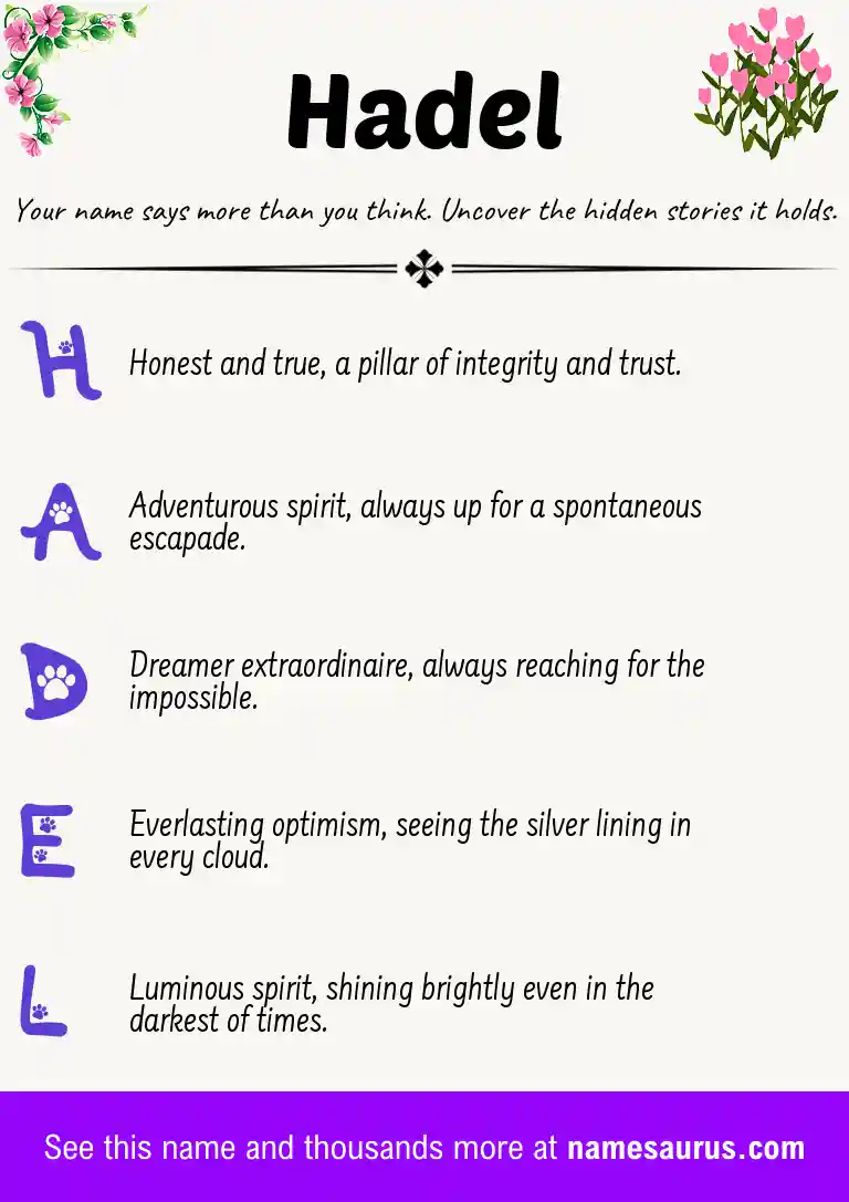 Acrostic poem about Hadel.