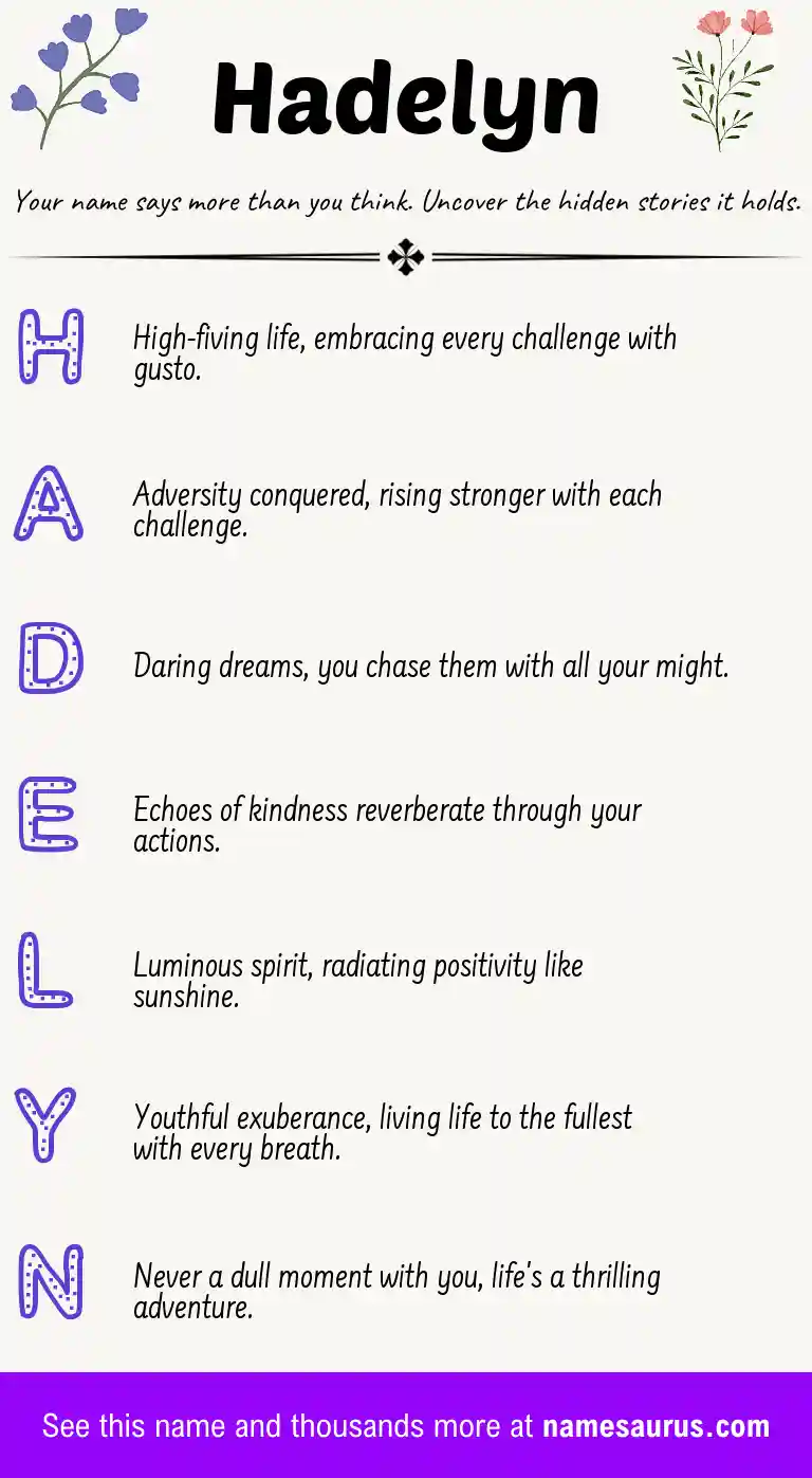 Acrostic poem about Hadelyn.