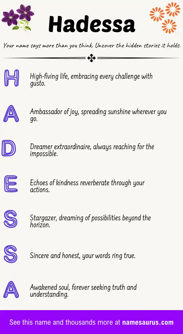 Acrostic poem about Hadessa.