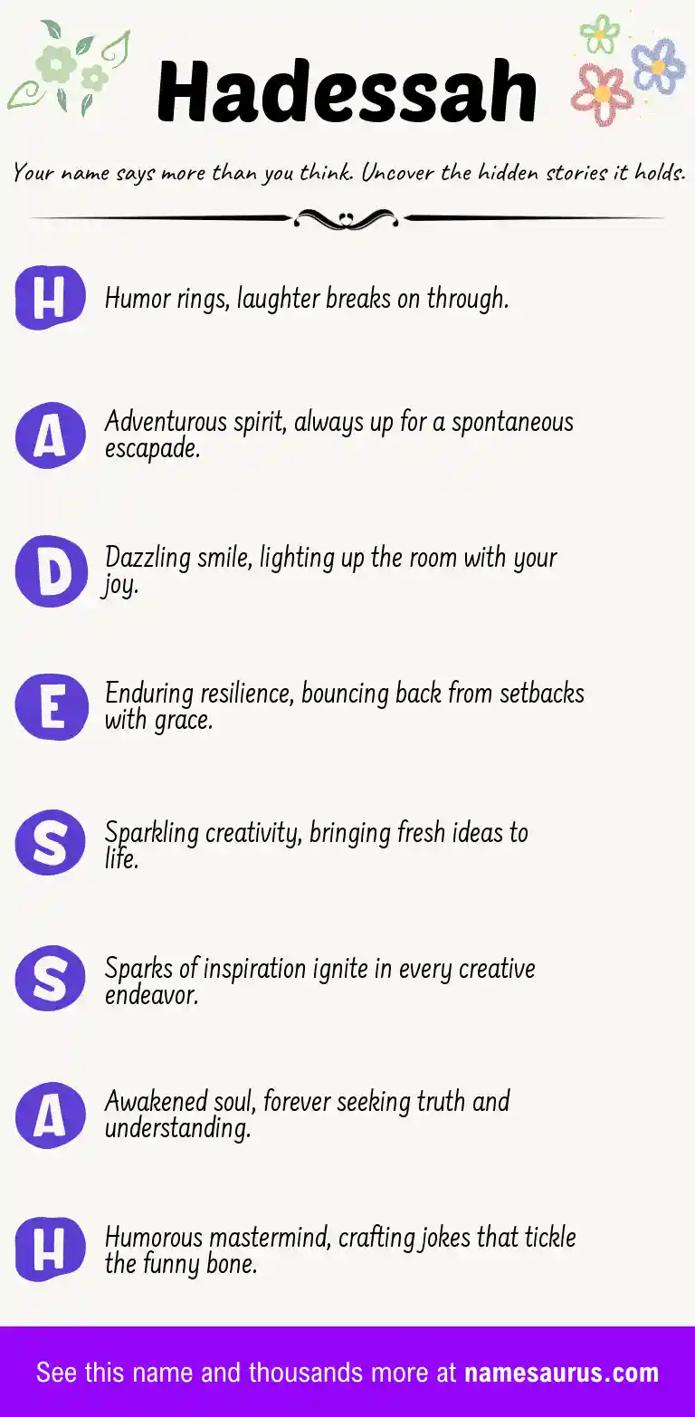 Acrostic poem about Hadessah.