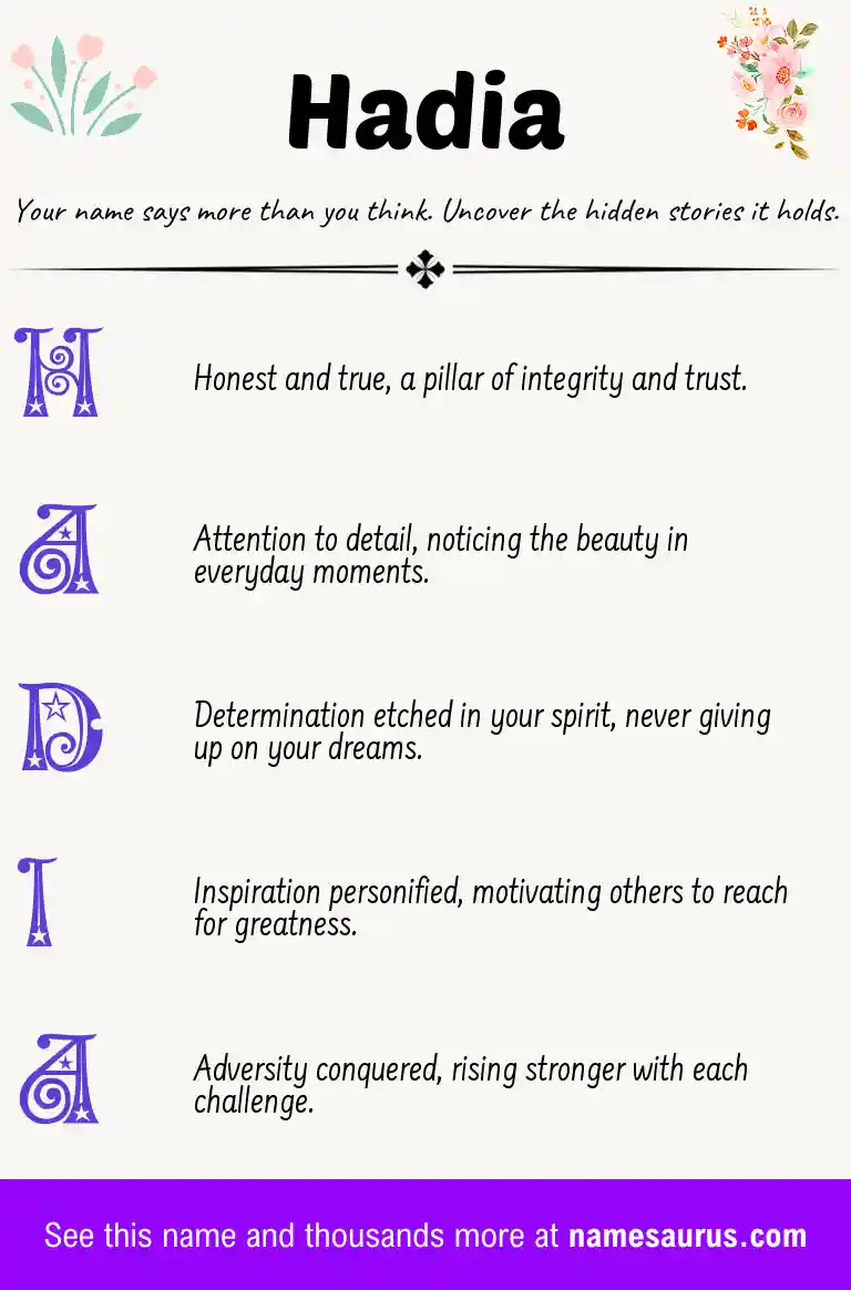 Acrostic poem about Hadia.
