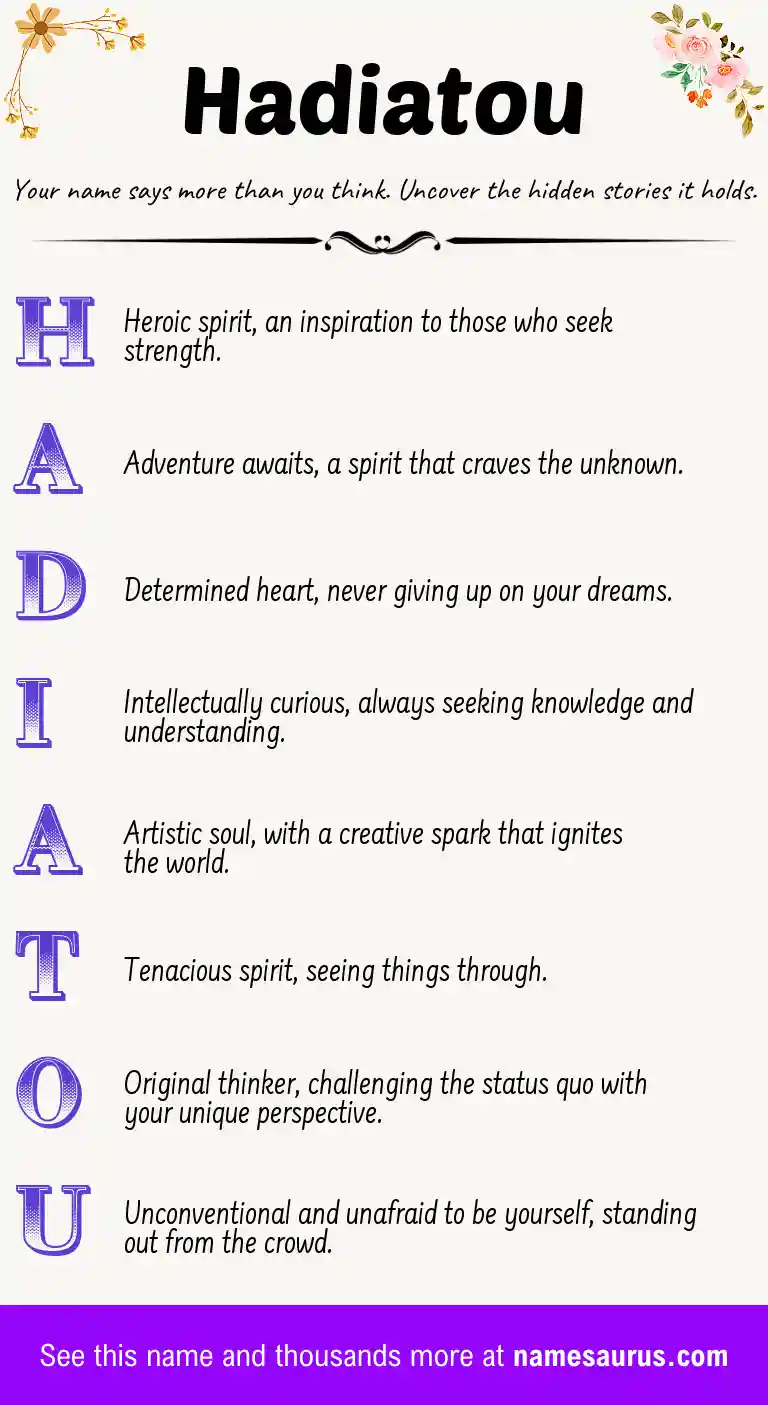 Acrostic poem about Hadiatou.