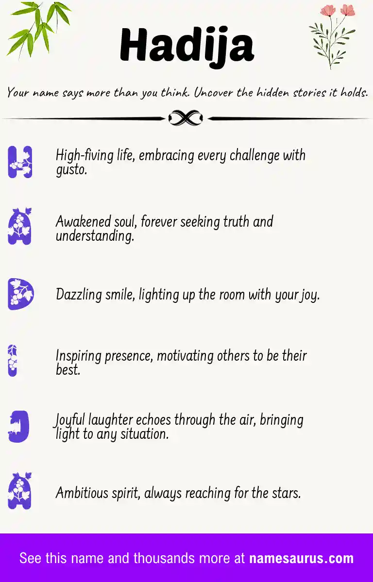 Acrostic poem about Hadija.