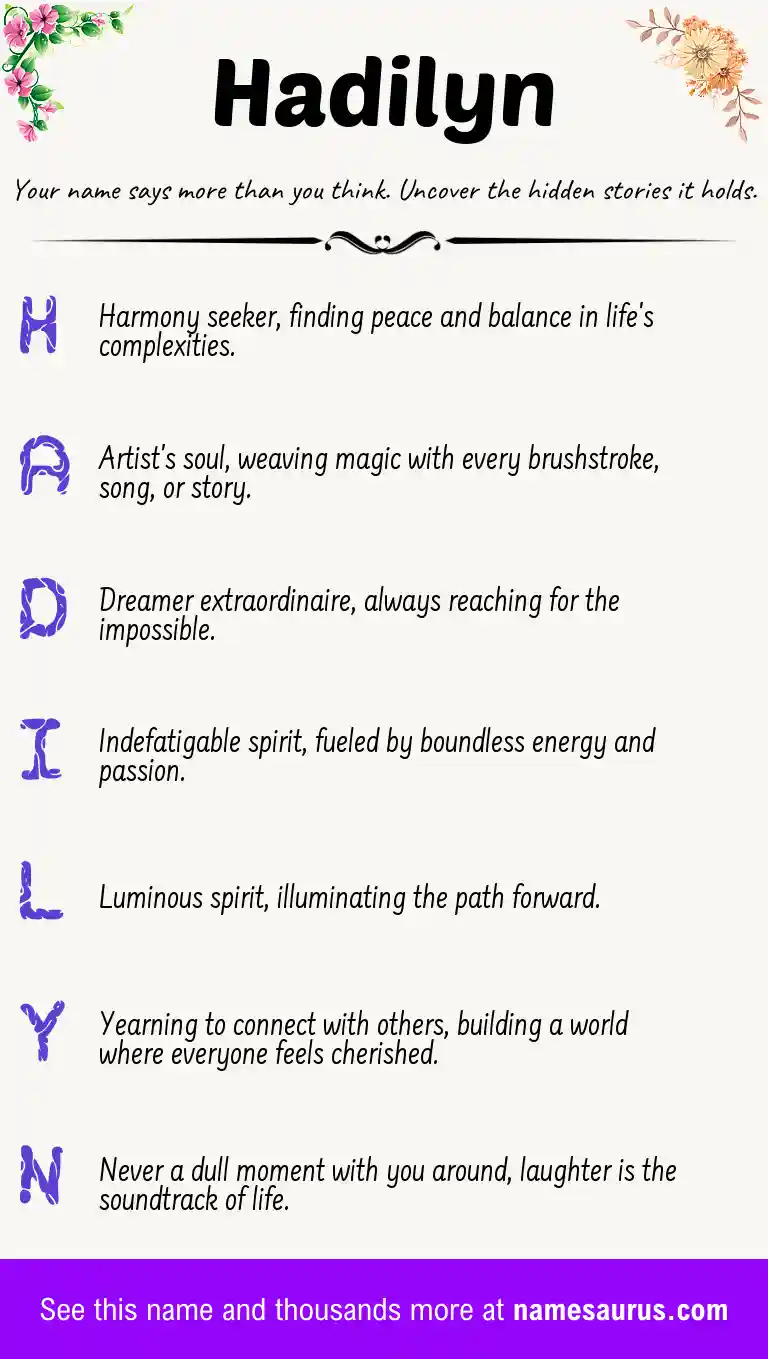 Acrostic poem about Hadilyn.