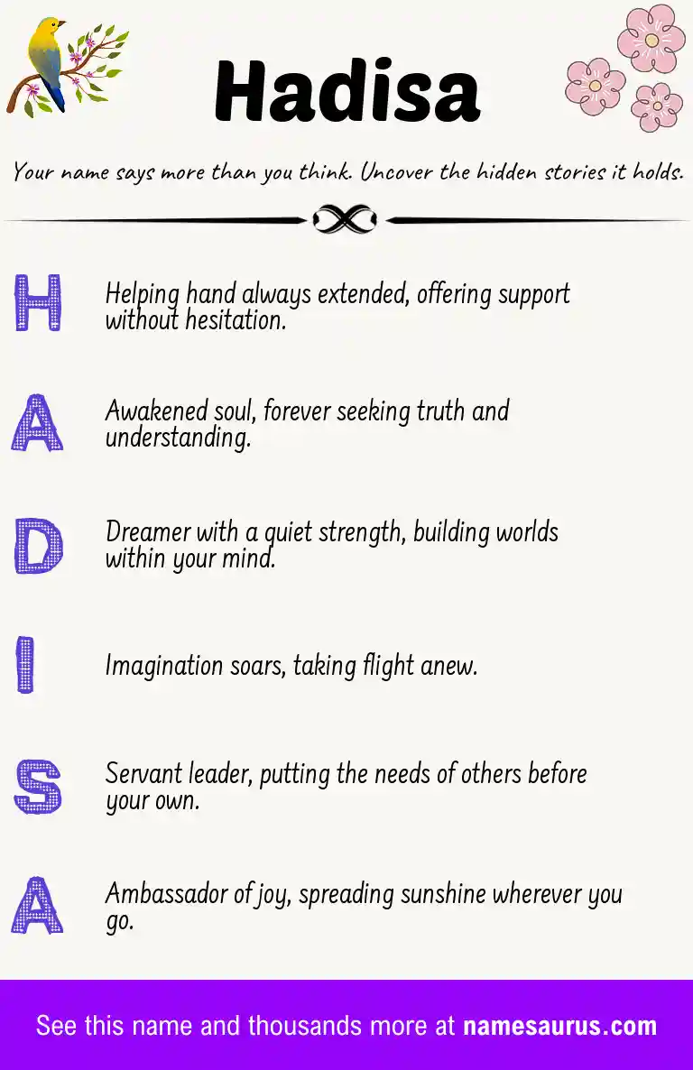 Acrostic poem about Hadisa.