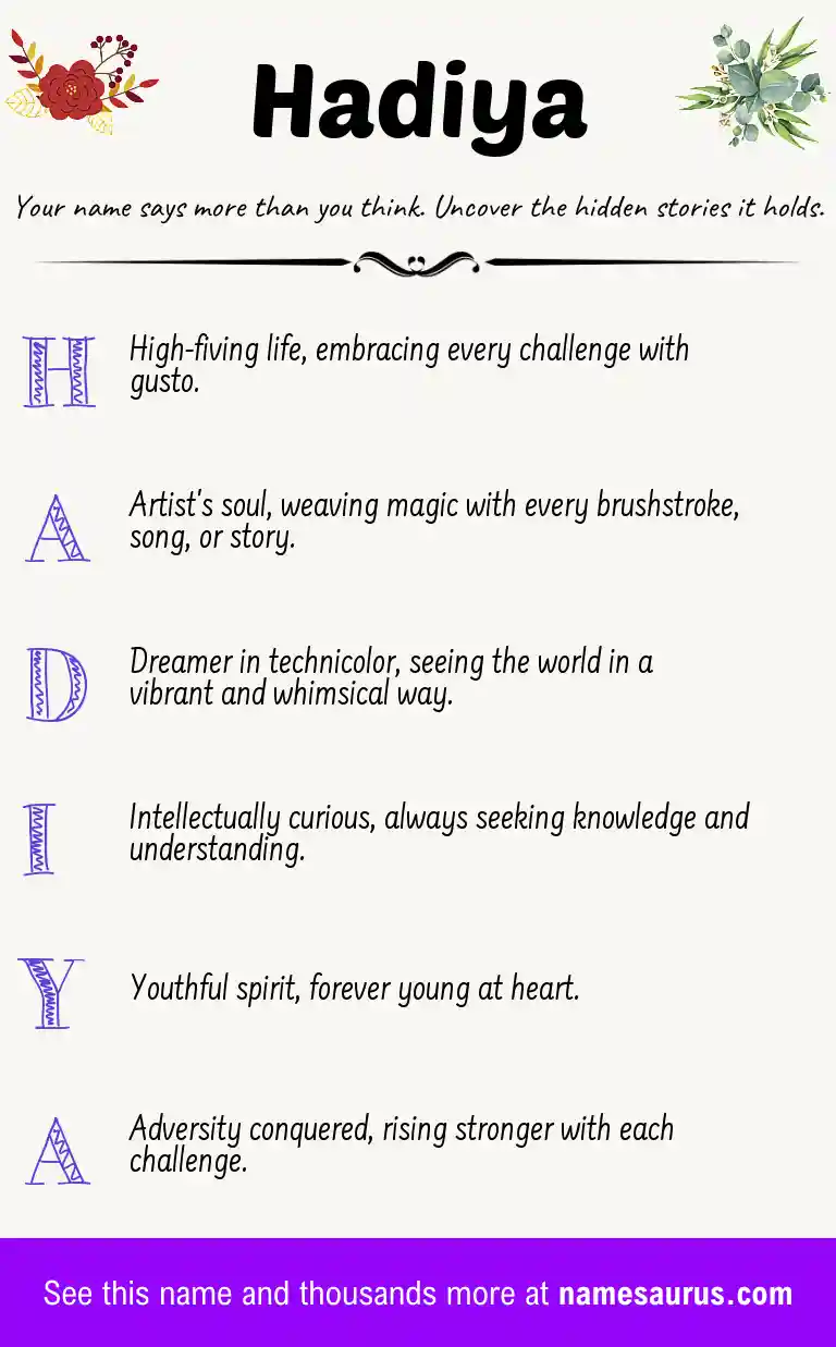 Acrostic poem about Hadiya.