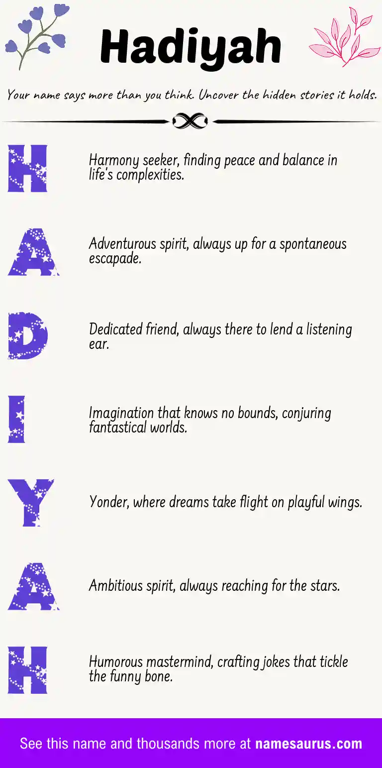 Acrostic poem about Hadiyah.