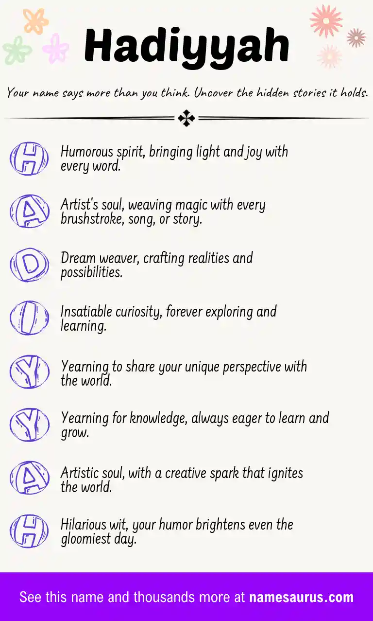 Acrostic poem about Hadiyyah.