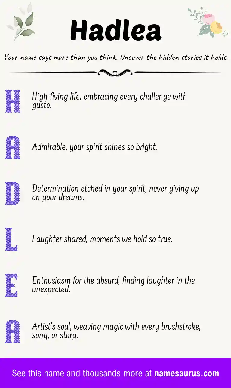 Acrostic poem about Hadlea.