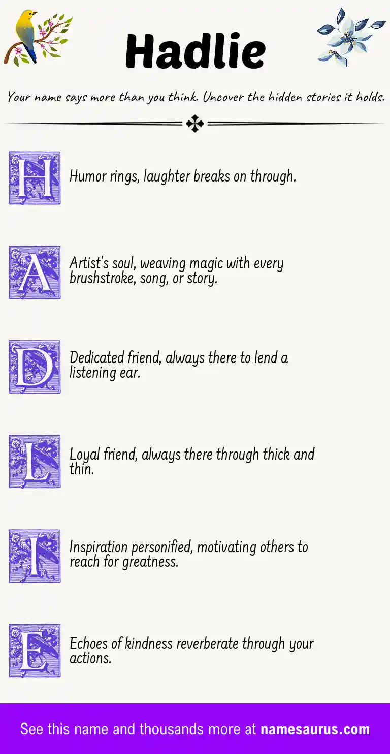 Acrostic poem about Hadlie.