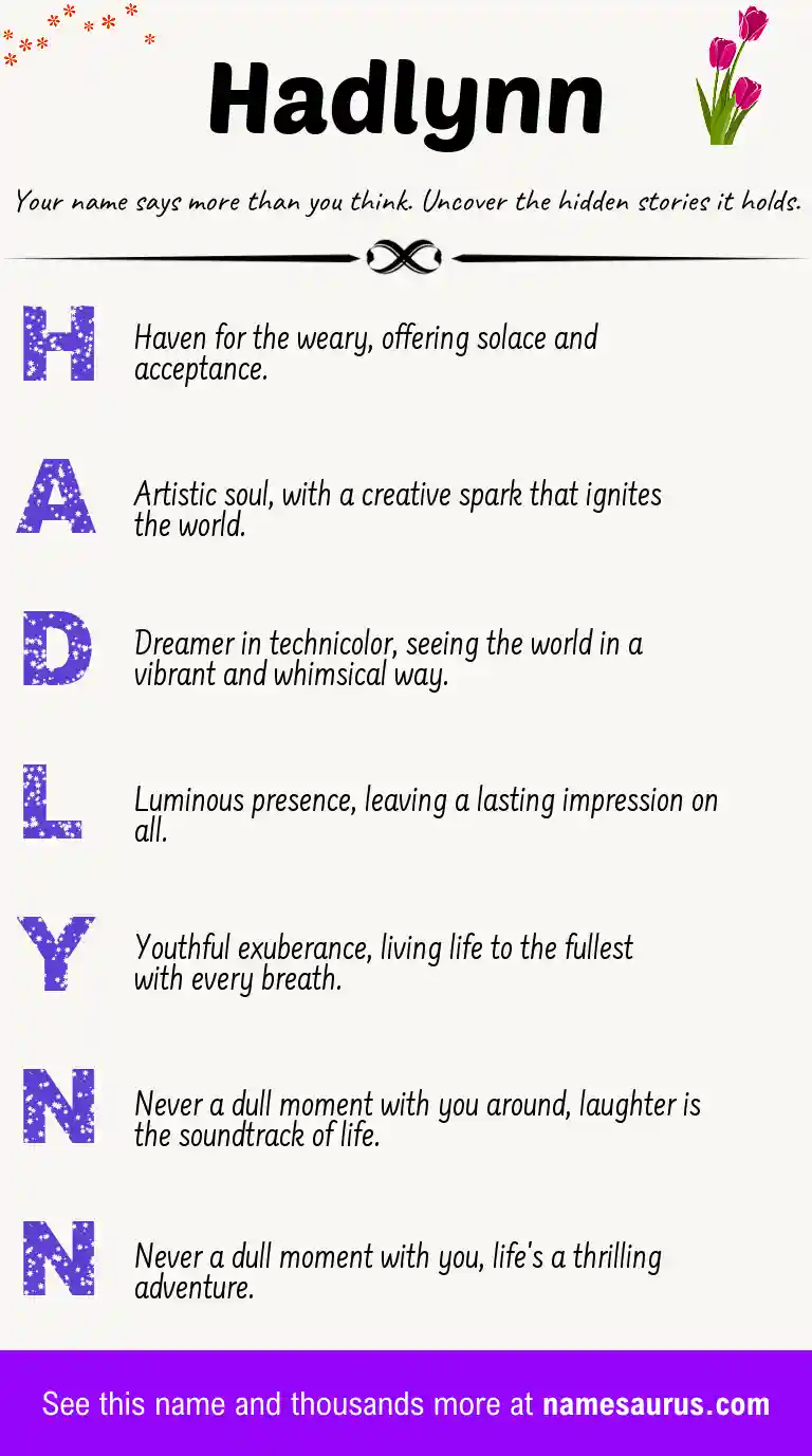 Acrostic poem about Hadlynn.