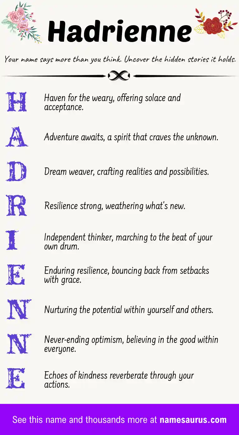 Acrostic poem about Hadrienne.