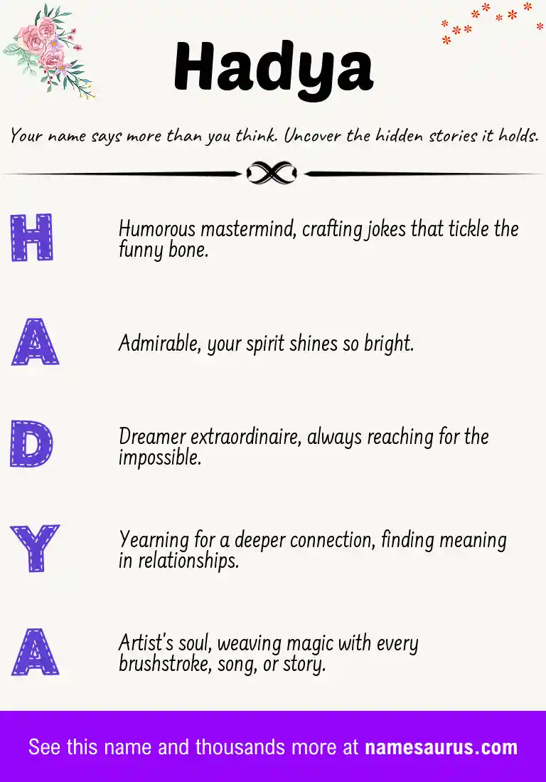 Acrostic poem about Hadya.