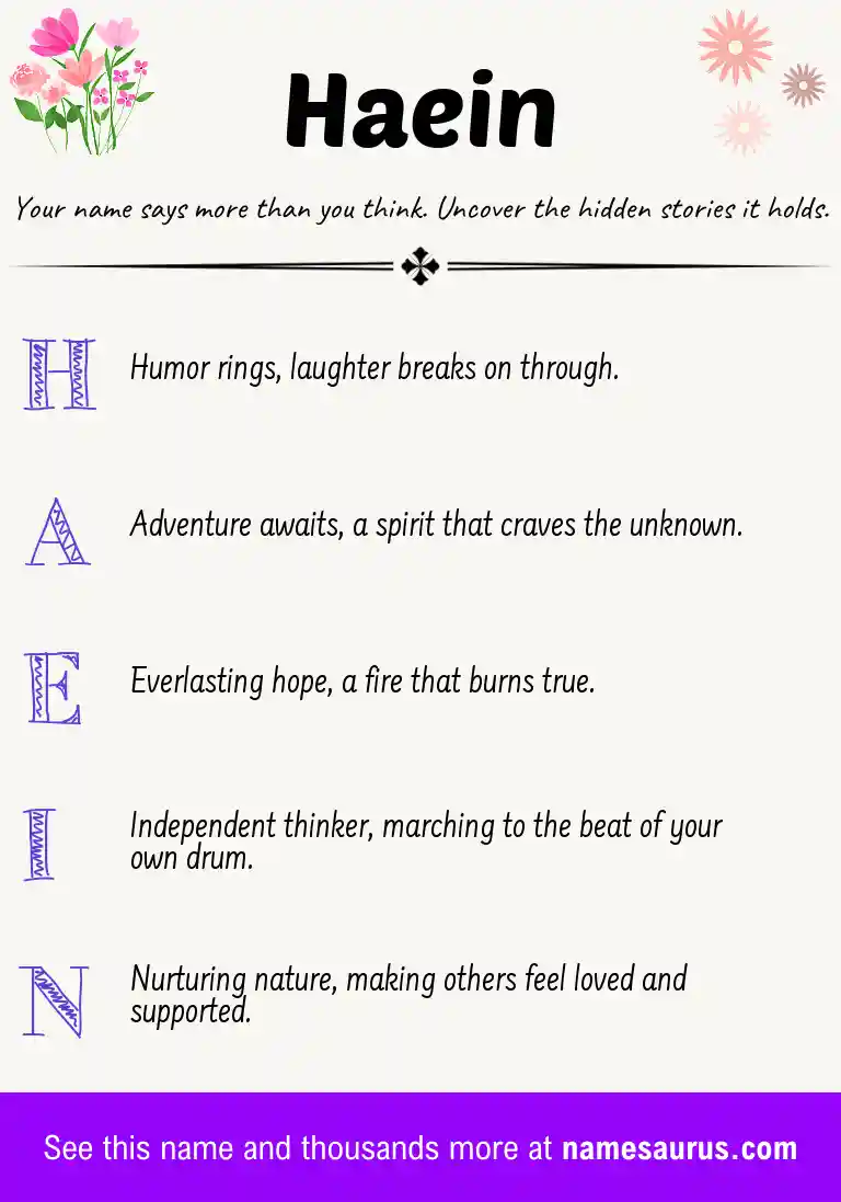 Acrostic poem about Haein.