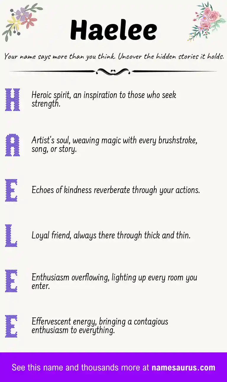 Acrostic poem about Haelee.