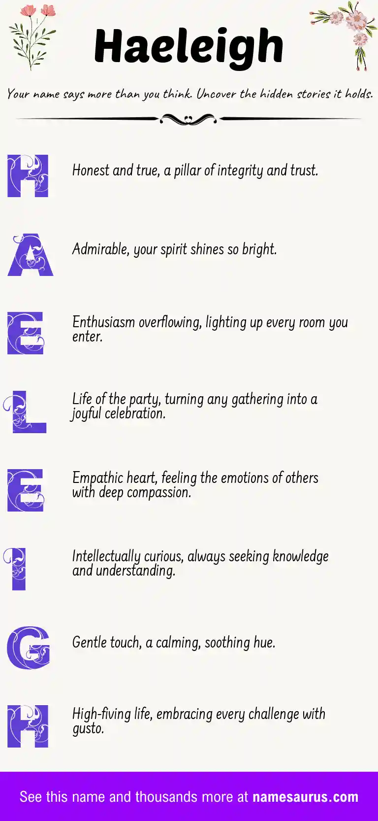 Acrostic poem about Haeleigh.