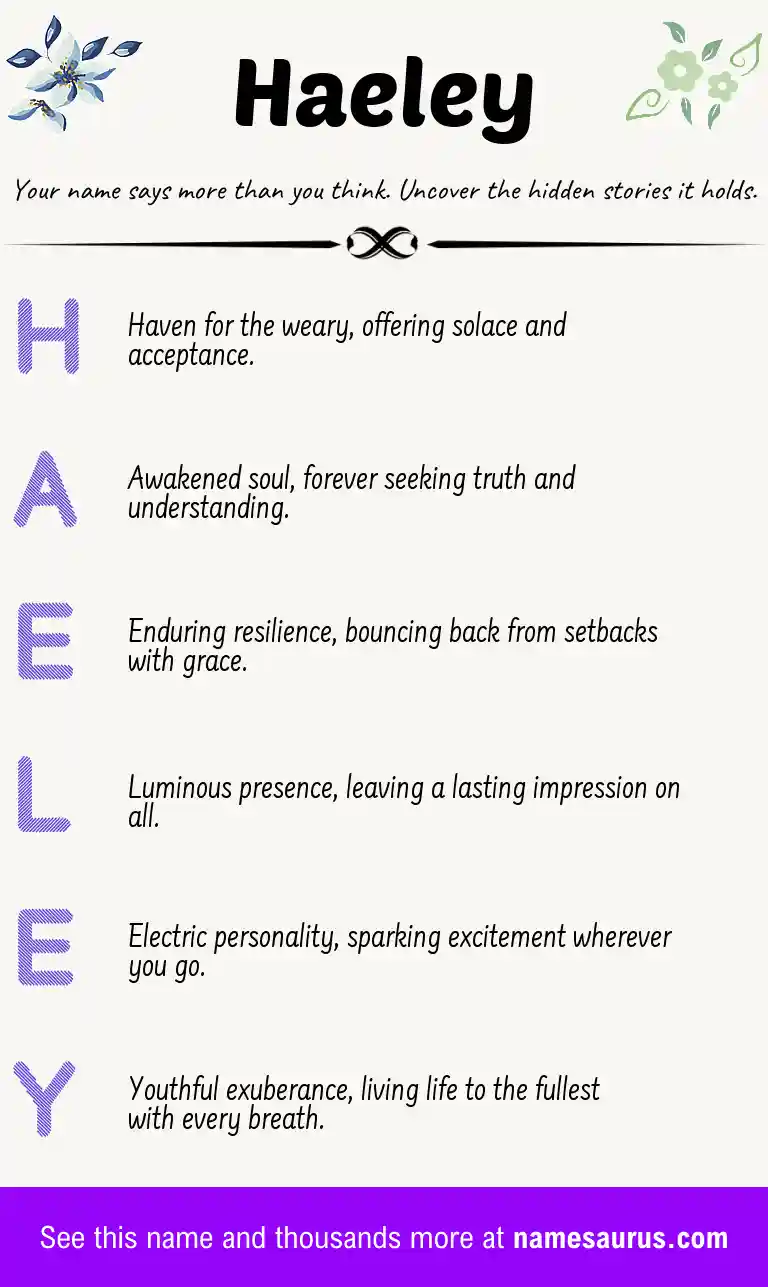 Acrostic poem about Haeley.