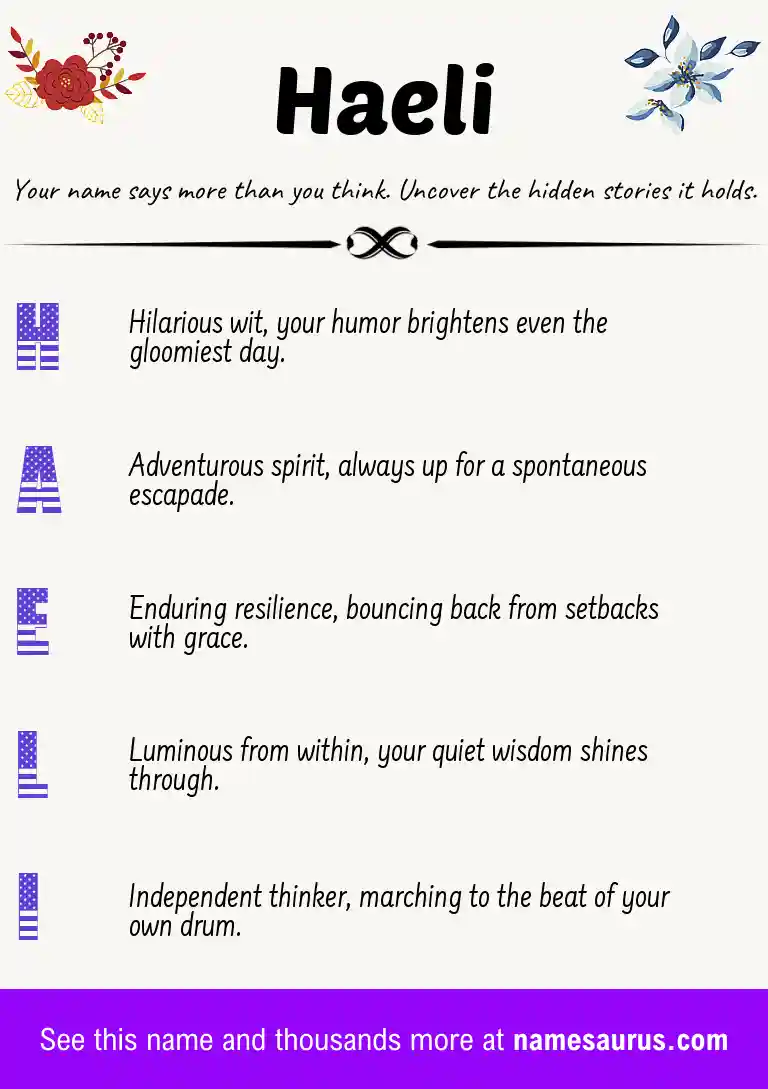 Acrostic poem about Haeli.