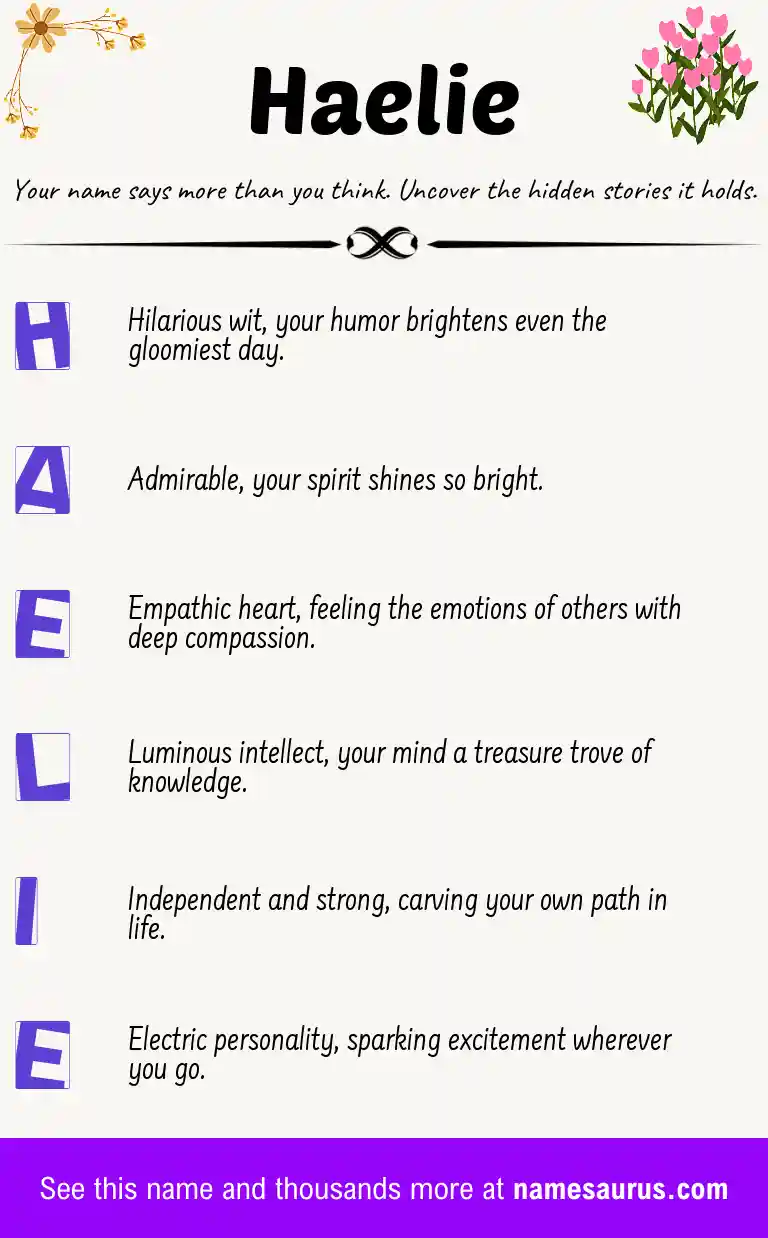 Acrostic poem about Haelie.
