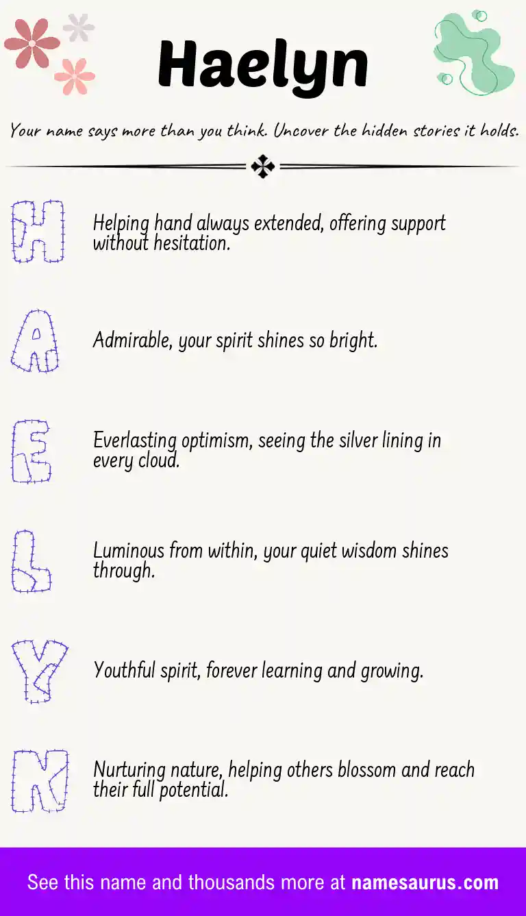 Acrostic poem about Haelyn.