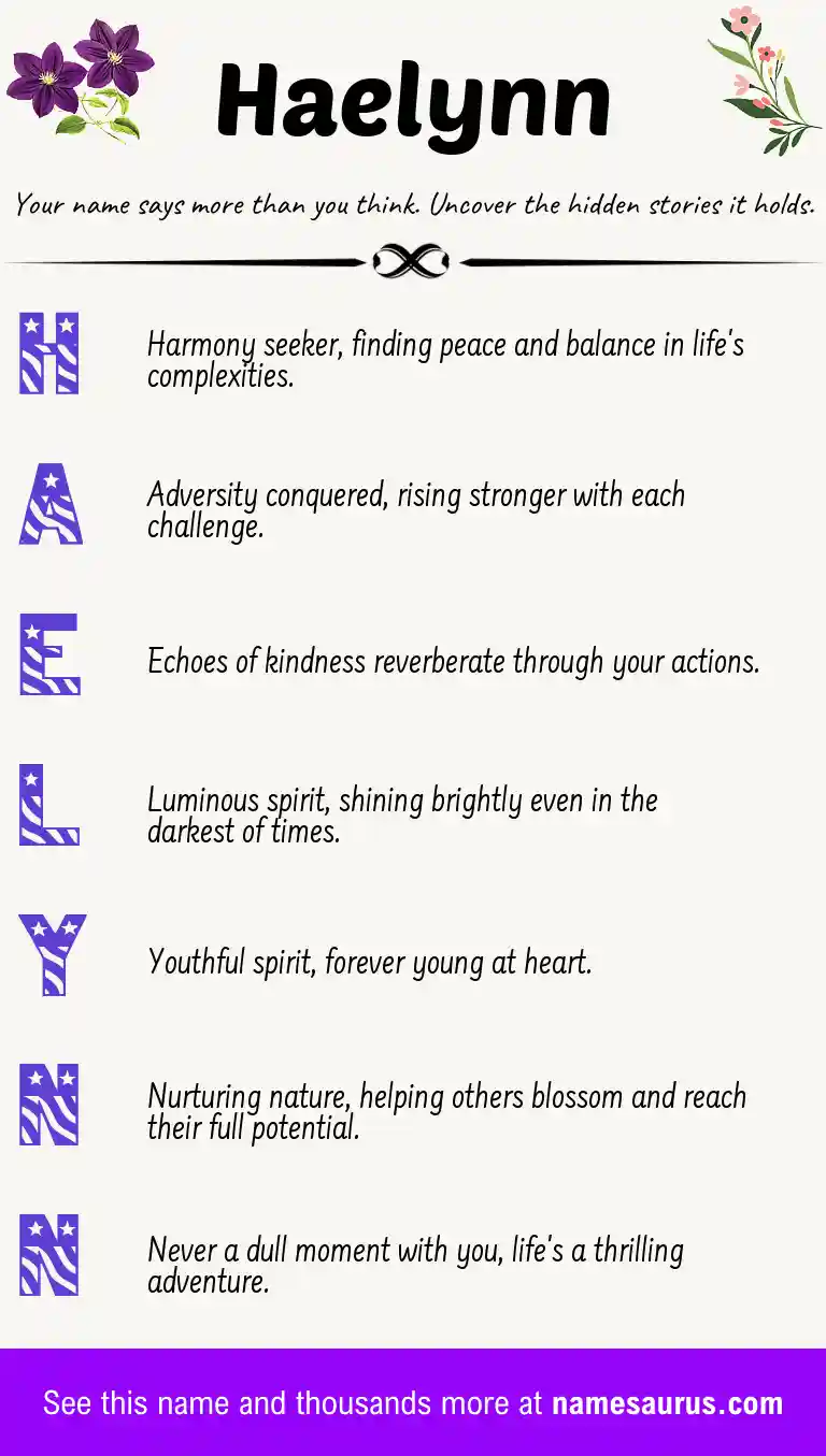 Acrostic poem about Haelynn.