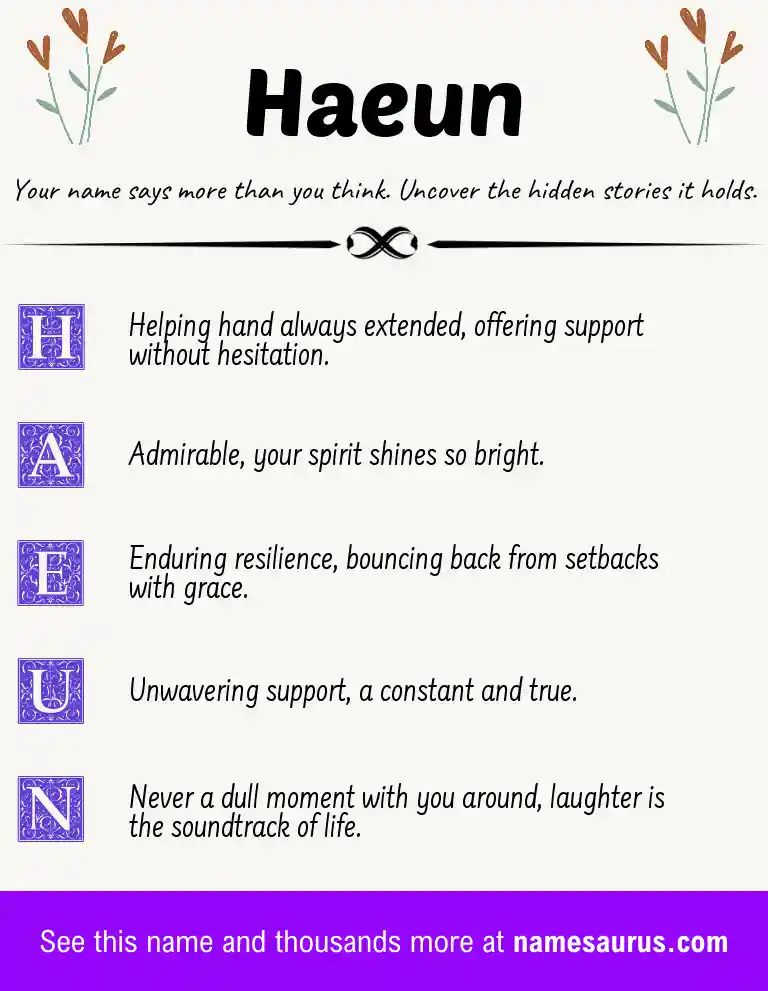 Acrostic poem about Haeun.