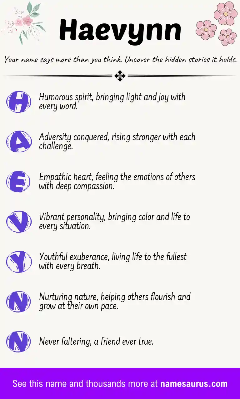 Acrostic poem about Haevynn.