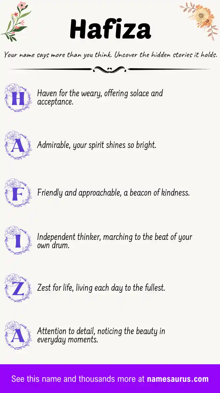 Acrostic poem about Hafiza.