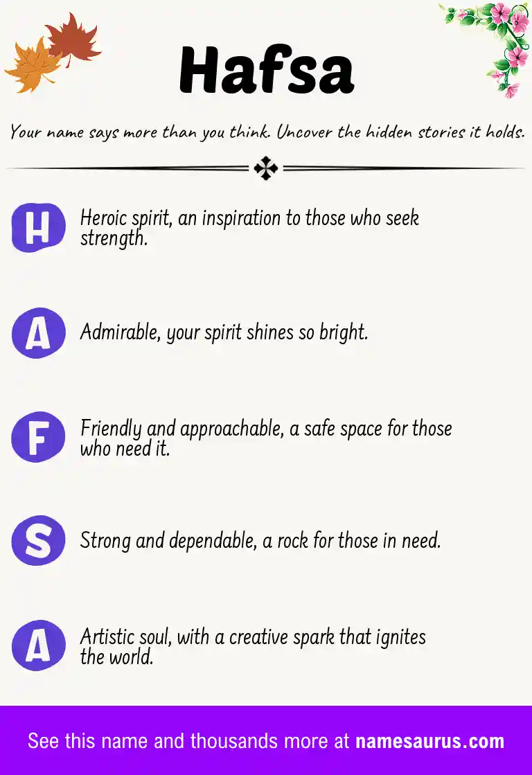 Acrostic poem about Hafsa.