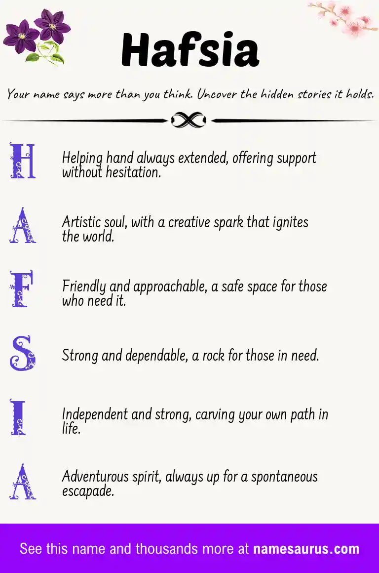 Acrostic poem about Hafsia.