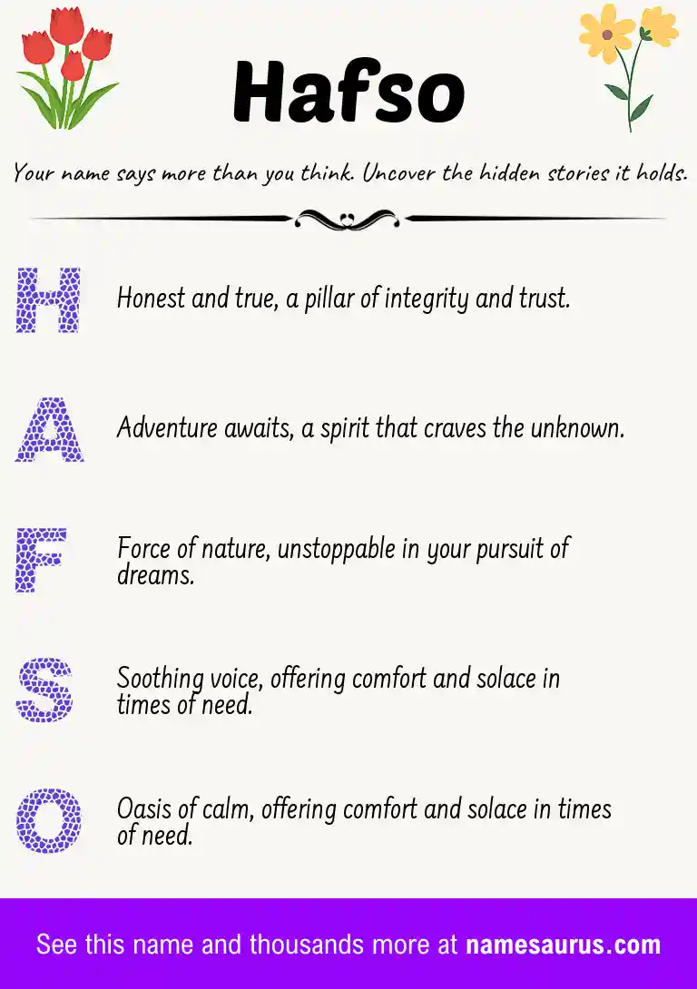 Acrostic poem about Hafso.